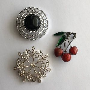 Lot of 3 Vintage Brooches